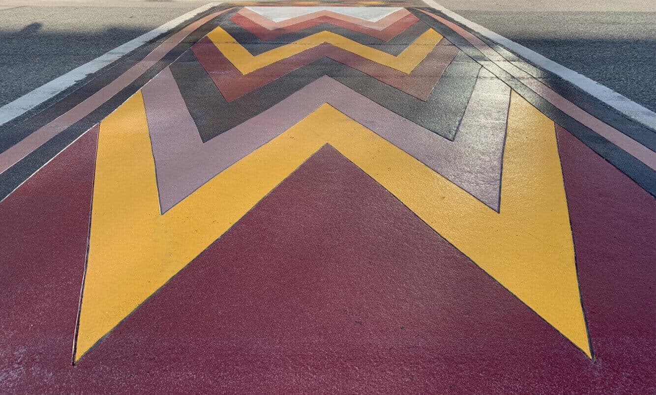 Musqueam Crosswalk Design on Granville Street: Robyn Sparrow's TrafficPatterns Installation