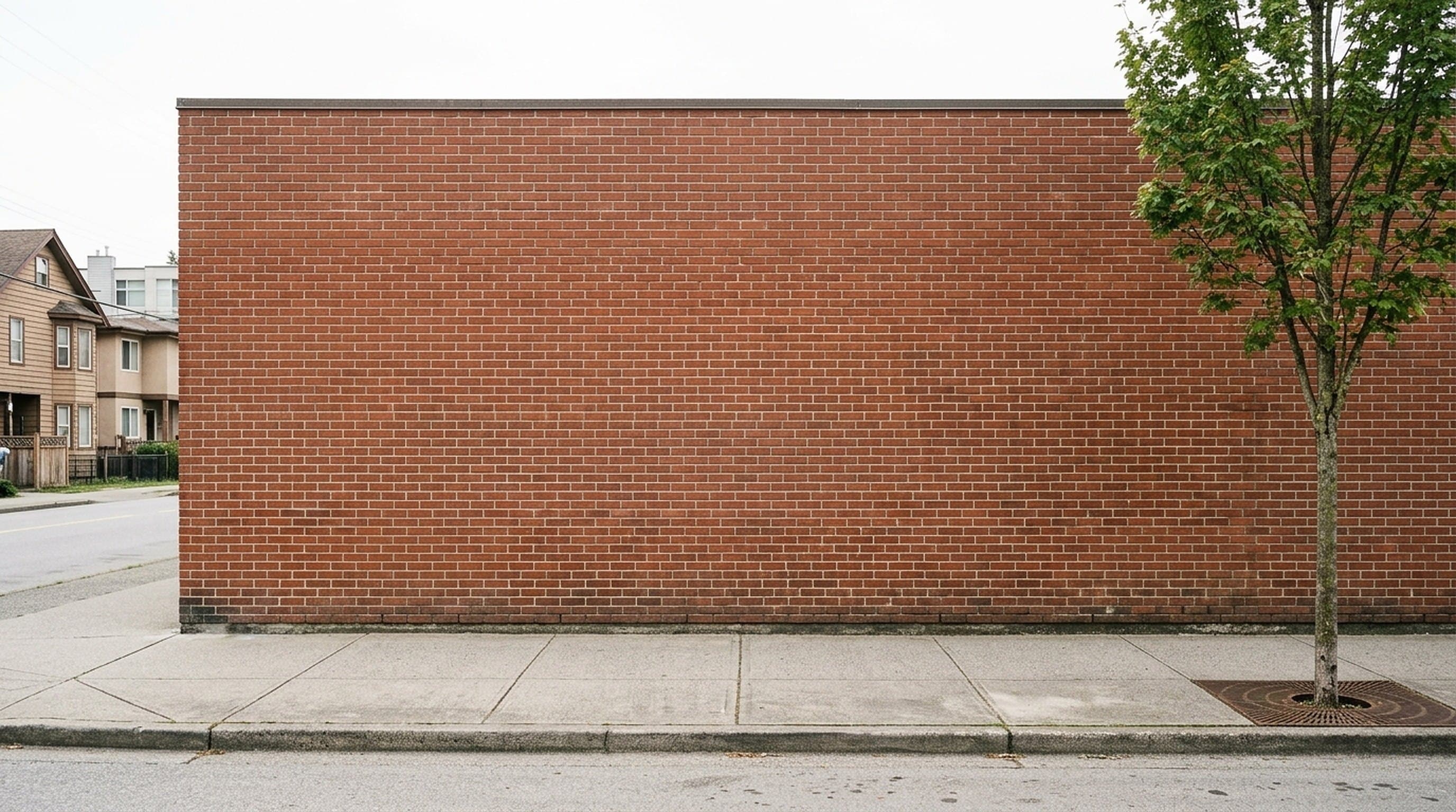 The same face-brick wall after vapour blasting — clean brick, mortar joints intact